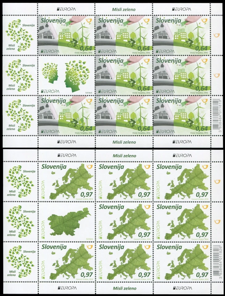 Slovenia 2016. Think Green (MNH OG **) set of 2 M/S - Image 1 of 1