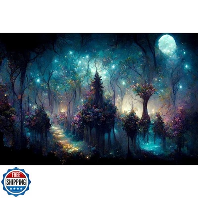 Фон аквариума Riivvdise Mystical Dark Forest фантазия светящийся неоновый свет - Изображение 1 из 4