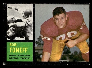 Tarjeta Topps Bob Toneff 1962 #172 Washington Redskins en muy buen estado-excelente - Imagen 1 de 2