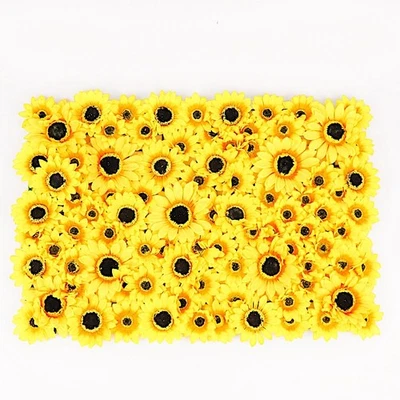 4 Yellow Silk Sunflower Artificial Flower Wall Backdrop Panels Party Supplies - Image 1 of 4
