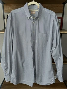 Gitman Bros Shirt Mens 17/35 Button Down Long Sleeve Blue White Stripe USA - Picture 1 of 7