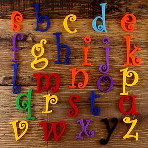 Curlz Alphabet Set 3mm Felt Lower Case Letters a-z 26 Characters Sizes 5-12cm - Picture 1 of 12