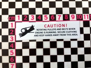 Pegatina de advertencia para cinturones de polea de período - kit de coche clásico Rally Racer clásico - Imagen 1 de 1