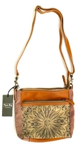 NWT Myra Dizzy Circle Crossbody/Shoulder Leather & Canvas Bag - Picture 1 of 11