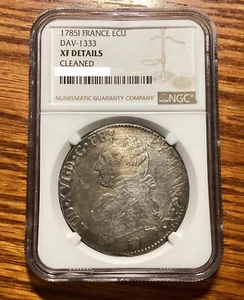 NGC XF Details France 1785I Louis XVI 1 Écu Large Silver Coin - Picture 1 of 4