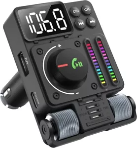 Wireless Bluetooth-5.3 FM Transmitter Radio Adapter USB Ports Car Fast Charger - Picture 1 of 12