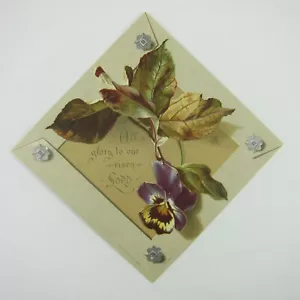 Viktorianische Grußkarte Ostern lila gelb Stiefmütterchen Blume Raffael & Biese antik - Bild 1 von 12