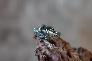 1ct Blue Diamond Sterling Silver Ring - Picture 1 of 1