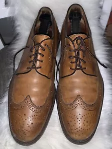 VTG Polo Ralph Lauren Wingtip Shoes Men's 10 D Brown Leather Made in Italy - Picture 1 of 10