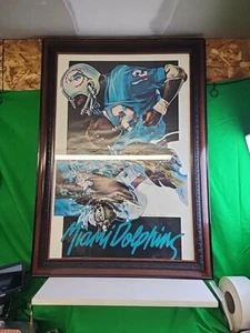 Framed 1974 Miami Dophins Stancraft Football Poster Paul Warfield Never Folded - Picture 1 of 7