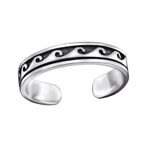 Zehenring Welle Meer Surfen Silber 925 Zehring Fußring Ring verstellbar Geschenk - Bild 1 von 1