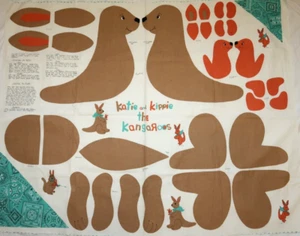 Cut & Sew Fabric Panel Katie & Kippie The Kangaroos Joan Kessler Concord Fabrics - Picture 1 of 2