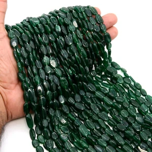 100% Natural Green Aventurine Gemstone Beads Strand Oval Shape 13 Inch Wholesale - Picture 1 of 27