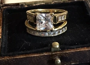 Vintage Style Jewellery White Gemstones Rings 18K Gold Plated - Bild 1 von 4