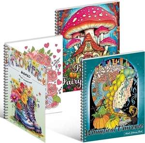 Elfew 3 Stück Malbuch für Erwachsene Set, A4 Ausmalbuch für Erwachsene mit Blume - Bild 1 von 1