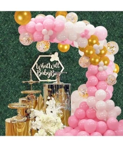 Pink Gold Balloon Arch Kit Garland: 131 Pcs Birthday Baby Wedding Shower - Picture 1 of 6