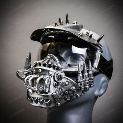 Sombrero con Gafas Científico Steampunk Plateado con Máscara Robot Plateada Disfraz de Halloween Foto 1 de 4