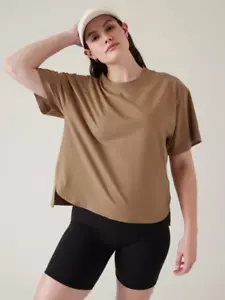 Camiseta Athleta Para Mujer Talla XS Sin Esfuerzo Marrón Algodón Pesado Usada en Excelente Condición - Imagen 1 de 7