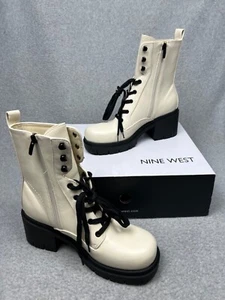 Y2k Nine West Platform Chunky Combat Boots Womens Lace Up 9.5 Gothic Punk - Picture 1 of 10