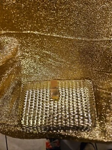 Vintage Goldkorb Weben Muster Clutch Geldbörse mit Kette - Bild 1 von 11