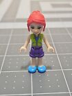 Lego Friends Minifigure Girl Mia Dark Purple Shorts Blue Shoes Red Hair Green