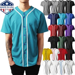 Camiseta de béisbol para hombre Raglán lisa equipo deporte botón moda camiseta informal - Imagen 1 de 42