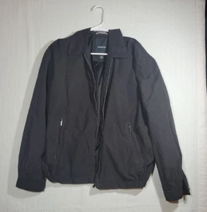 London Fog Black Full Zip Bomber Windbreaker Jacket Elastic Waist M - Picture 1 of 9