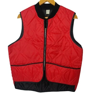 ASC Quilted Vest Mens XL Red Nylon Hunting Workwear Full Zip Retro Warm Vintage - Image 1 of 4