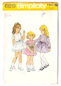 Simplicity 6819 Girls Party Dress Size 4 Vintage 1970s Sewing Pattern 1975 UNCUT - Picture 1 of 2