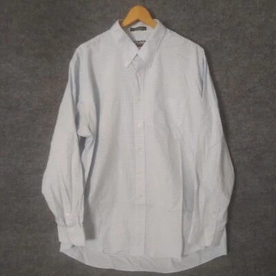 Kirkland Signature Non Iron Dress Shirt 18-35 Cotton Blue Purple White Pit 27 - Image 1 of 4