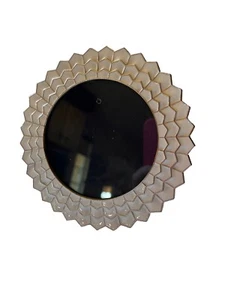 Cream & Gold Round Photo Picture Frame Enameled Modern Style Sheffield Home 6” - Picture 1 of 6