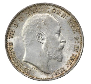 1902 Great Britain Edward VII Silver 3p Threepence BU - Picture 1 of 3