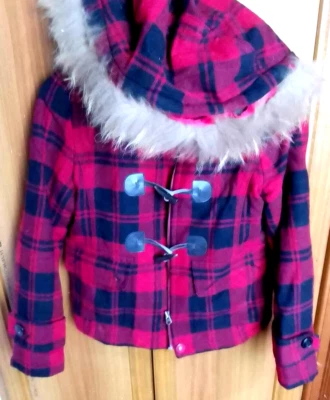 kids winter jackets girls SPAO  Black and red Hooded Small size - Image 1 of 4