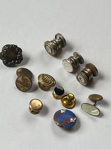 Vintage Lot of Victorian Oval Etched Floral Gold Filled Cuff Links Button Covers - Picture 1 of 13