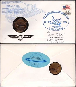 Cubierta de lanzamiento del transbordador espacial Challenger STS61A 1985-10-30 de Estados Unidos, medalla de metal volado - Imagen 1 de 1