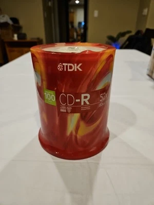 TDK CD-R Spindle 100pk. 700MB 52x 80min. Recordable NEW FACTORY SEALED! - Image 1 of 4
