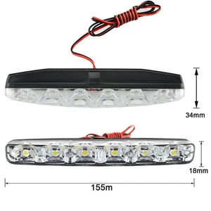 *1 Pair Super Bright DRL Daytime Xenon White 6 LED Running Driving Lights Fog - Picture 1 of 6