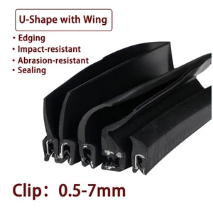 【1M】 Guarnizione Striscia Bordo in Gomma con Ali Nero Protezione Bordo Porta Auto Modanatura Trim - Foto 1 di 22