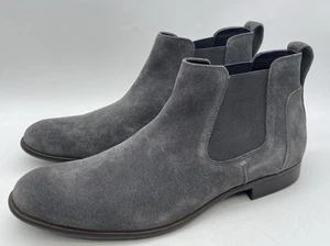 John Varvatos Star S Low Chelsea Suede Coal Grey Ankle Boots Size 11.5 - Picture 1 of 16