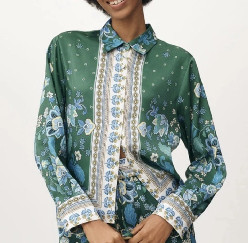 NUEVO CON ETIQUETAS $118 MUJER XS PEQUEÑA (busto 38”) CAMISA TOP MAEVE ANTHROPOLOGIE BOTÓN FLORAL Foto 1 de 1