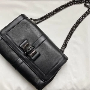 Christian Louboutin Sweet Charity Shoulder Bag Black Calf Leather Small Chain - Picture 1 of 20