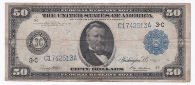Fr#1035 1914 $50 Fifty Dollar Blue Seal Federal Reserve Note Philadelphia - Image 1 of 2