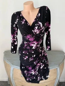 Abito donna Lauren Ralph Lauren 4 S increspato floreale manica 3/4 surplice RLR - Foto 1 di 6