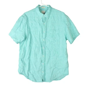 Camisa J.Crew Para Hombres Azul Irlandés Lino Baird McNutt Botones Ajustada Manga Corta LT - Imagen 1 de 11