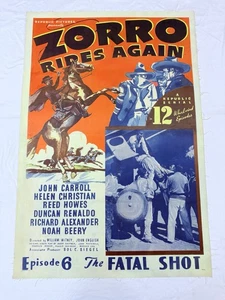 1937 Zorro Rides Again Original 27x41 Movie Poster Ep 6 The Fatal Shot On Linen - Bild 1 von 8