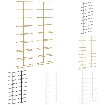 1/2x Wall-mounted Wine Rack for 9/10 Bottles Black Iron Storage Cabinet vidaXL - image 1 of 4