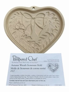 Pampered Chef Autumn Wreath Heart Cookie Mold 2003 Vintage Stoneware NIB - Picture 1 of 6