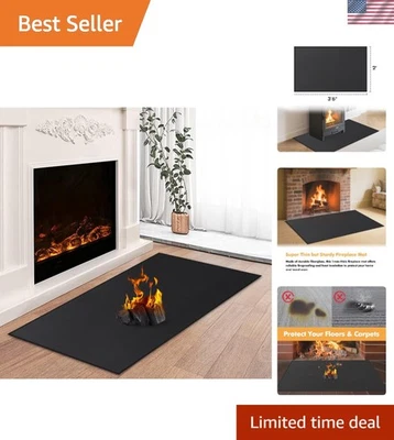 Fireplace Mat Fireproof Hearth Rug Floor Protector Non Slip 42x24 Inch - Image 1 of 4