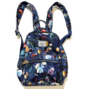 Herschel Nova Royal Hoffman kleiner Mini-Rucksack blau Blumen Tulpenmuster neu ohne Etikett - Bild 1 von 13