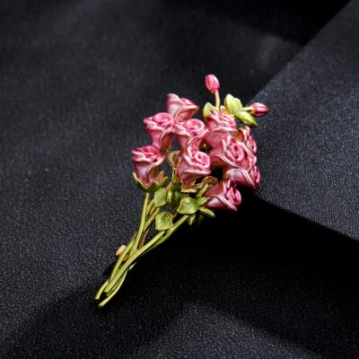 Pink Rose Brooch Enamel Versatile Pin Fashionable and Cute Accessory for A Suit — 第 1/4 张图片